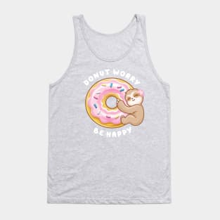 Donut Worry Be Happy- Pink Donut Sloth Tank Top